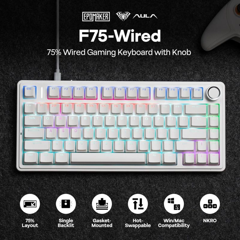 کیبورد گیمینگ آئولا مدل F75 سوییچ قرمز کد 9247-9248 — تصویر 7