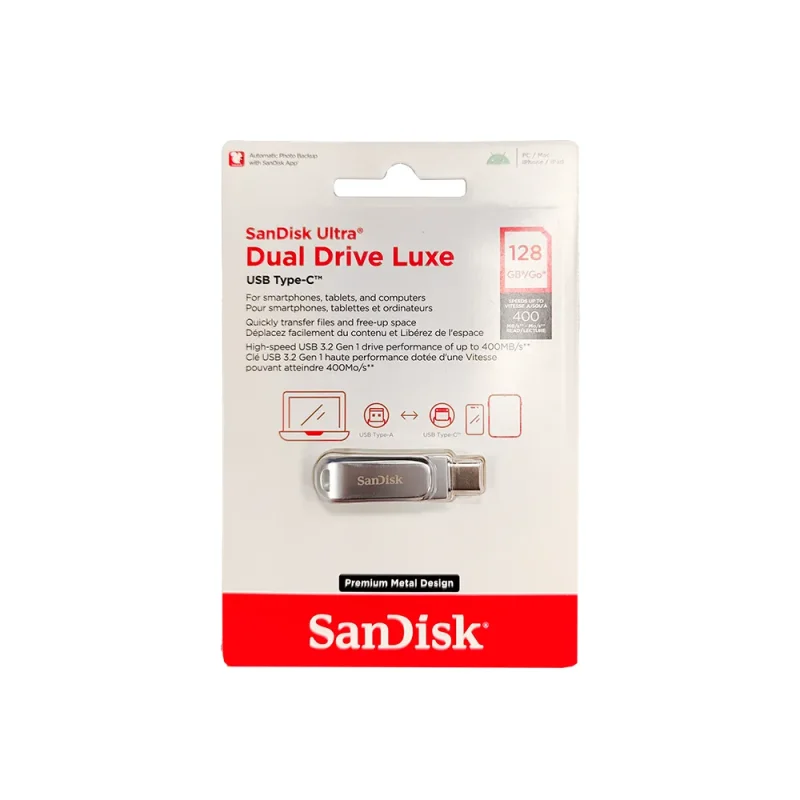فلش مموری سن دیسک Ultra Dual Drive Luxe USB 3 ظرفیت 128 گیگابایت