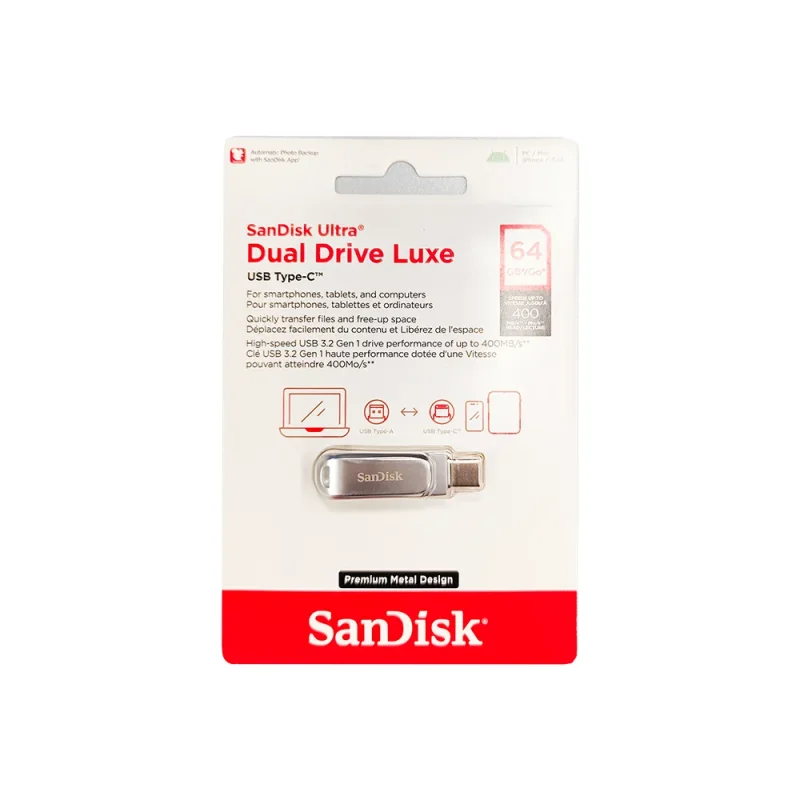 فلش مموری سن دیسک Ultra Dual Drive Luxe ظرفیت 64 گیگابایت