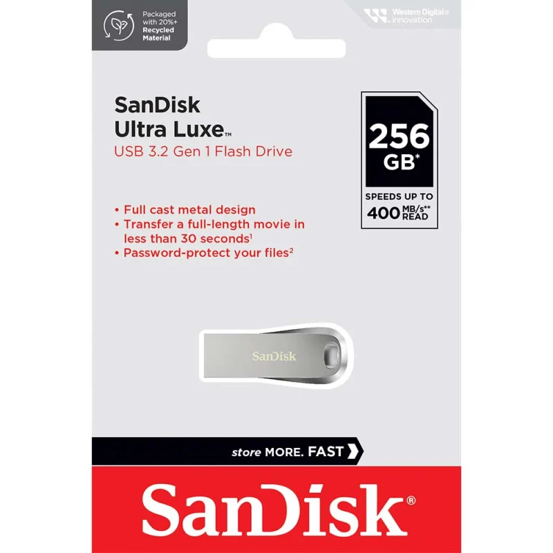 فلش مموری سن دیسک USB 3.2 مدل Ultra Luxe CZ74 ظرفیت 256 گیگابایت