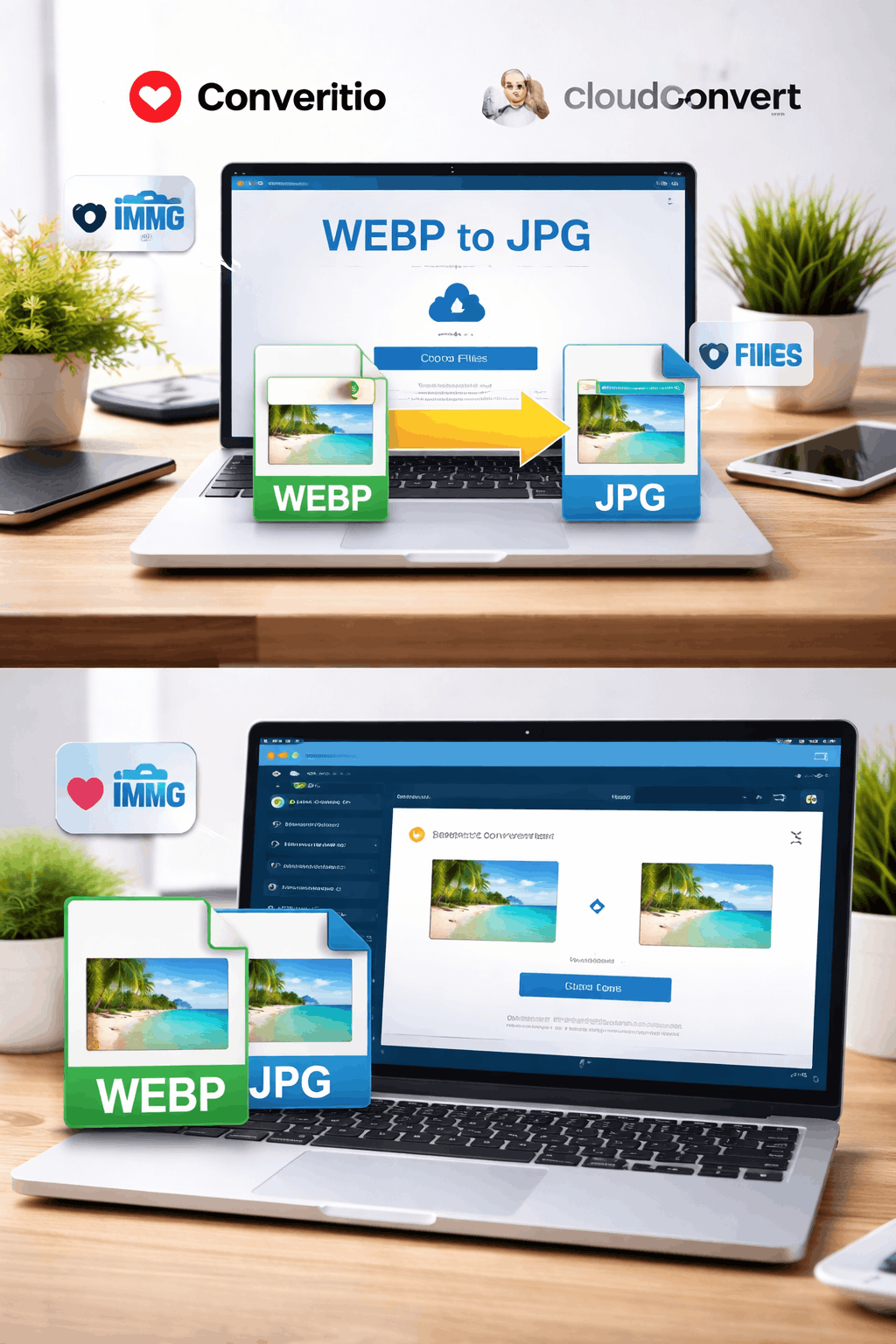 تصویر مفهومی از تغییر فرمت عکس webp به jpg برای استفاده در سایت