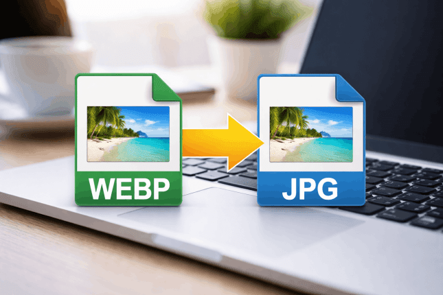 تبدیل webp به jpg در لپ‌تاپ با نمایش فرآیند تغییر فرمت تصویر