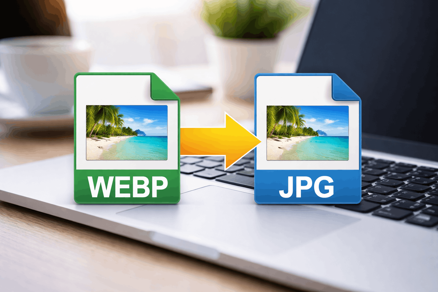 تبدیل webp به jpg در لپ‌تاپ با نمایش فرآیند تغییر فرمت تصویر