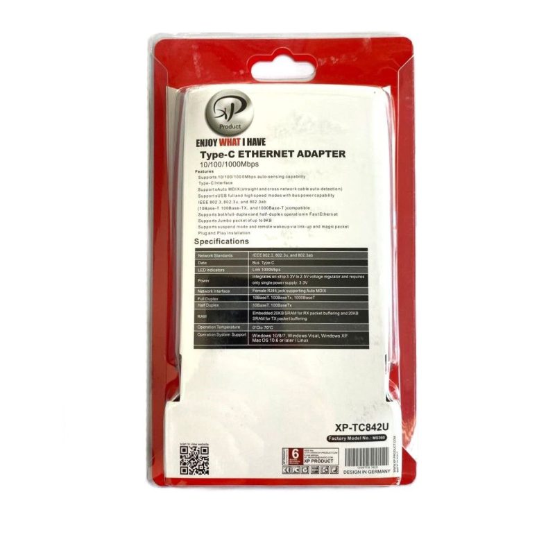 تبدیل Type-C به LAN ایکس پی مدل XP PRODUCT XP-TC842U 100-1000 — تصویر 3