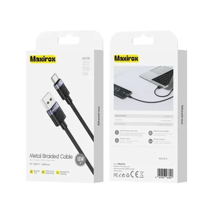 کابل تبدیل USB به USB-C مکسیروکس مدل MC 115طول 1 متر‎