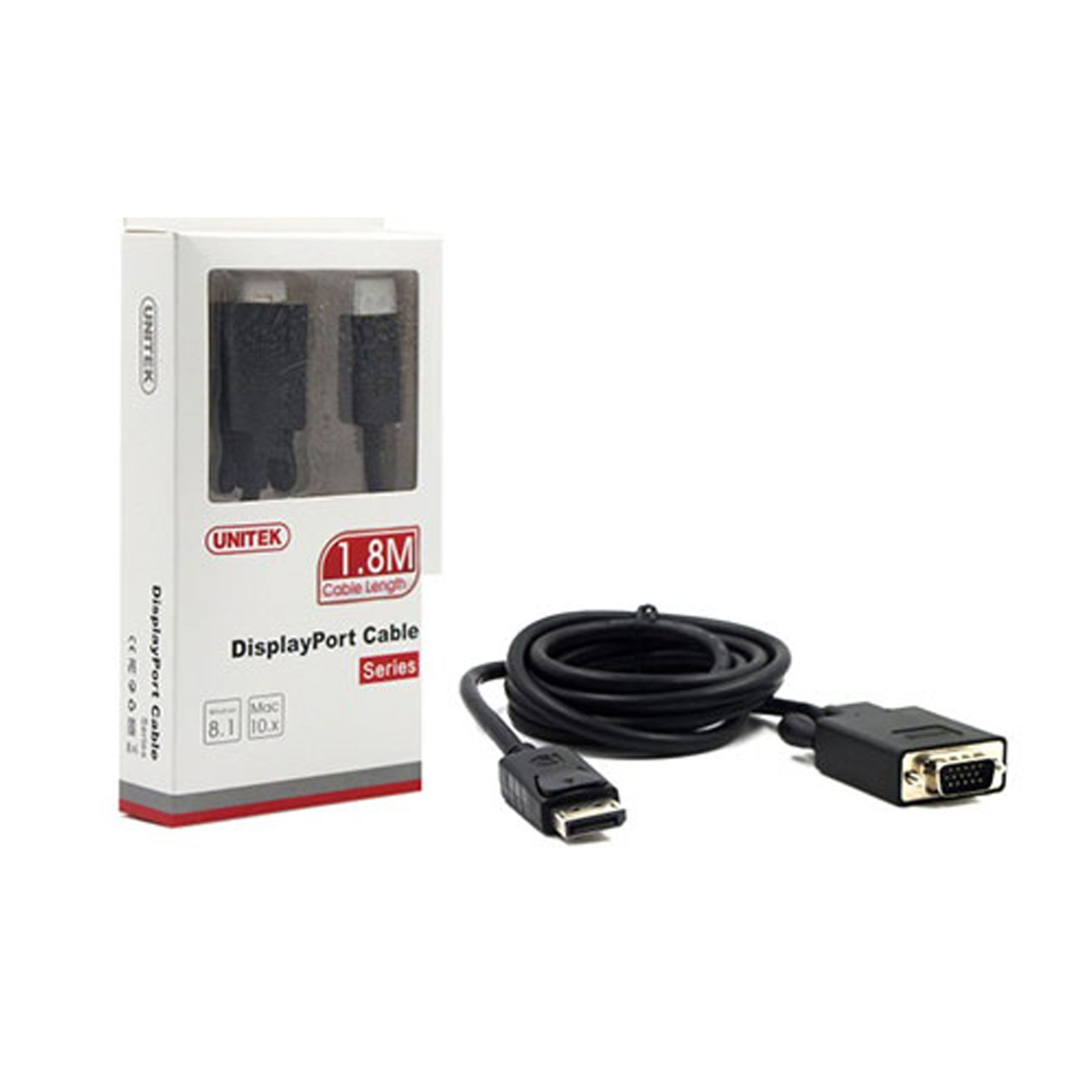 display cable uni کابل مبدل DisplayPort به درگاه نر VGA یونیتک مدل Y-5118F طول 1.8 متر — تصویر 2