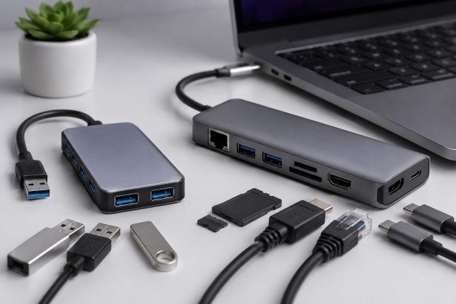هاب USB و هاب Type-C برای اتصال لوازم جانبی به لپ‌تاپ