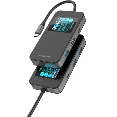 Hed8hZvCUSAx5koa هاب تایپ سی پرودو مدل PDTC630GY با نمایشگر دیجیتالی ۶ پورت کد 9934 - تصویر 1