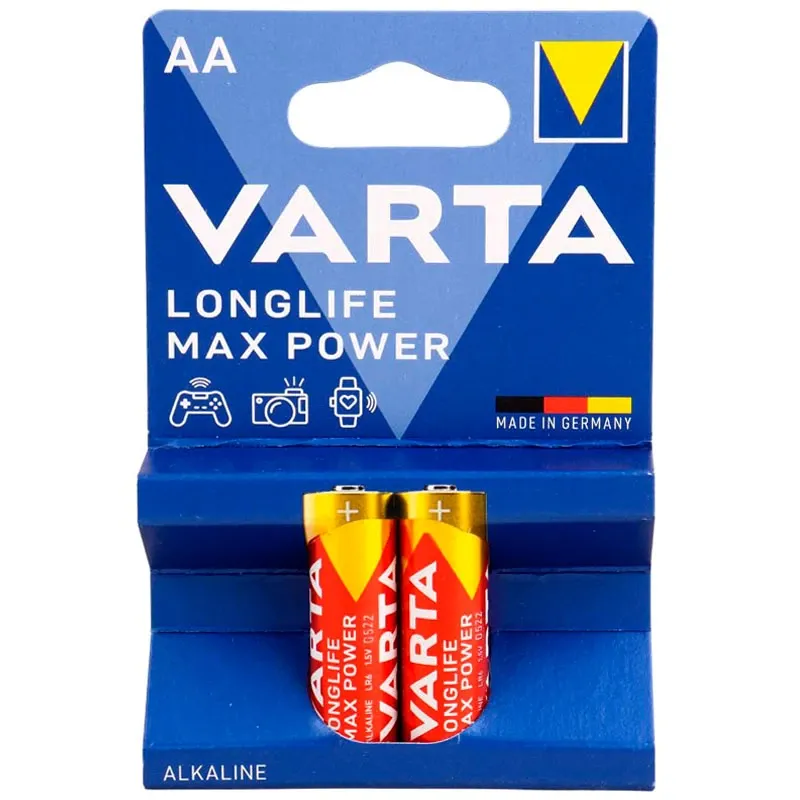 Varta-Long-Life-Max-Power-Alkaline-LR6-MN1500-1.5V-AA-Battery-2-1 باطری قلمی Varta Long Life Max Power Alkaline LR6/MN1500 1.5V AA کد 9923 - تصویر 1