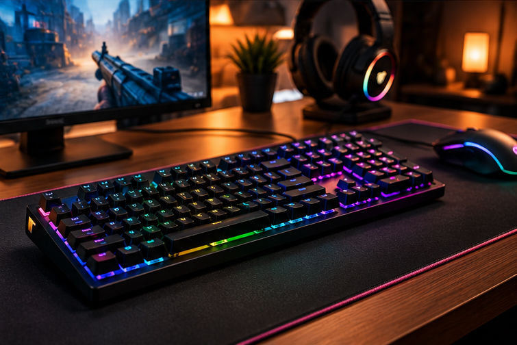 کیبورد مکانیکال گیمینگ RGB در ستاپ کامپیوتر